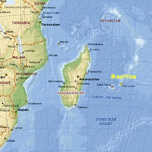 Kste Ostafrikas, Madagaskar, La Reunion und Mauritius
